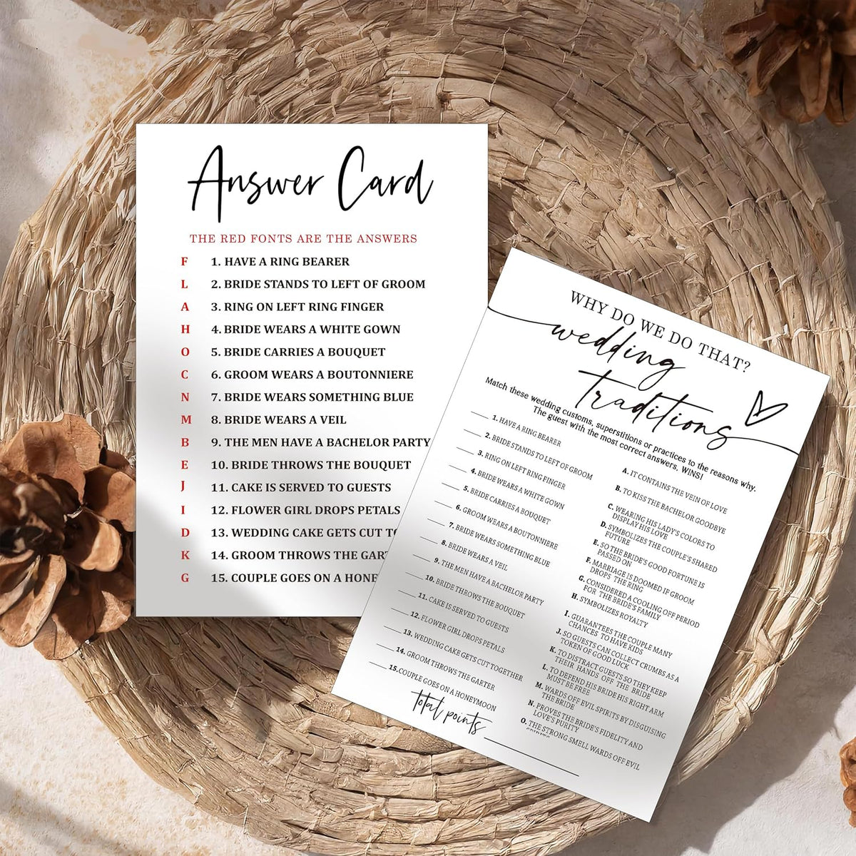 Fun Wedding Games Set - 25 Bridal Shower Games Cards, Engaging Bridal Party Entertainment for