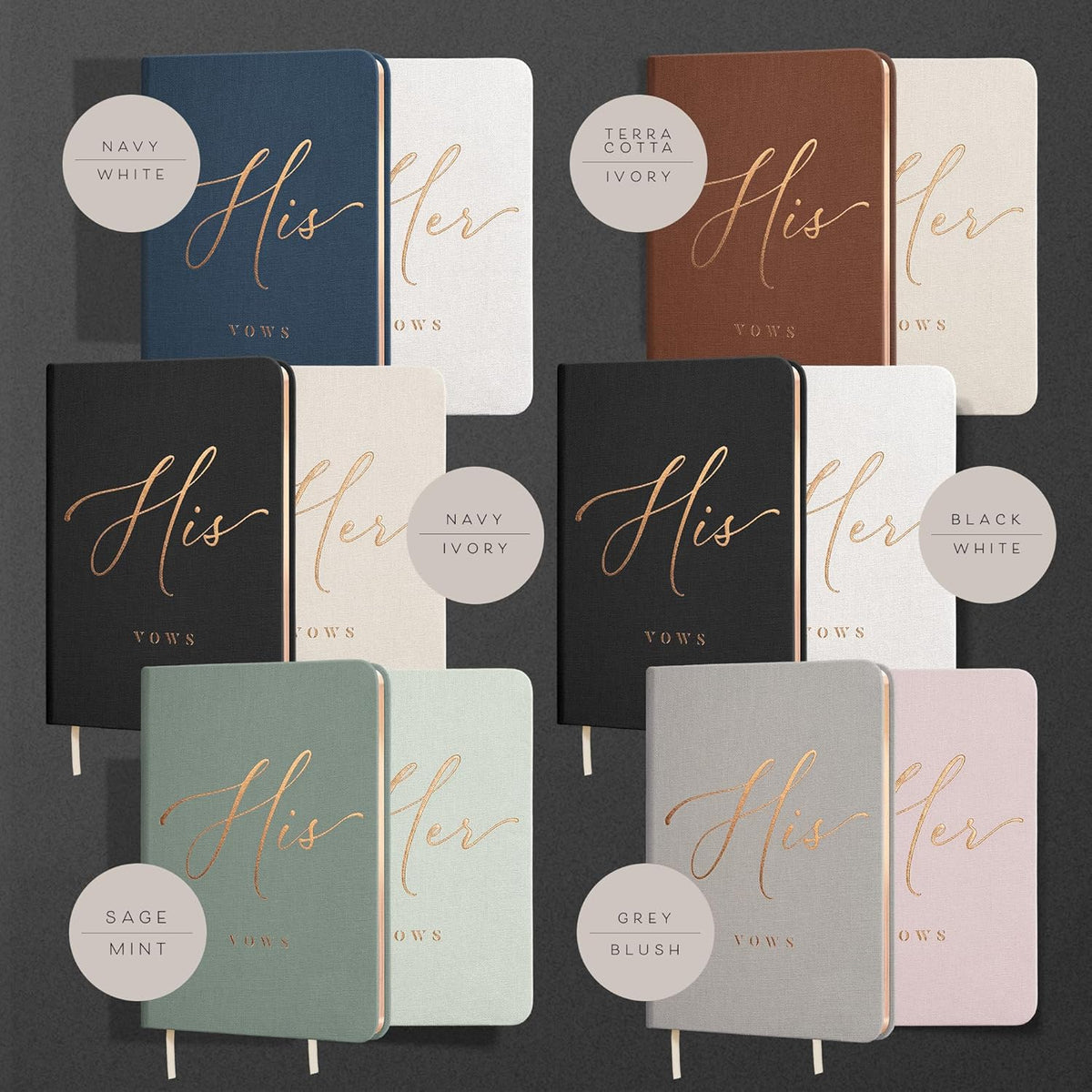 Vow Books His and Hers - Linen Wedding Vow Books Perfect as Bride & Groom Gifts, Wedding Registry