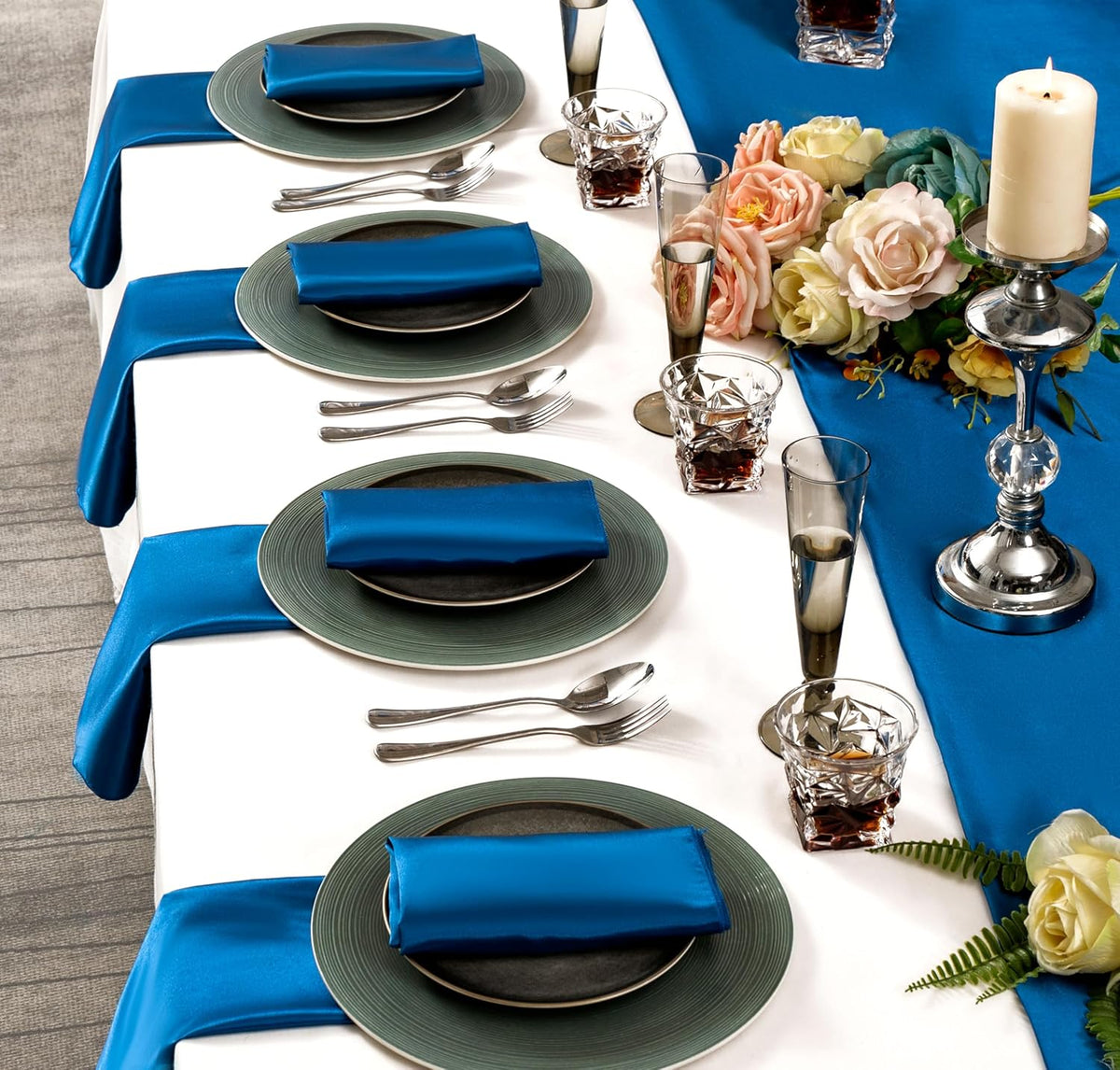 36 Pack Square Satin Dinner Napkins, 16x16 Inches Silky Soft Smooth Table Cloth Napkins for