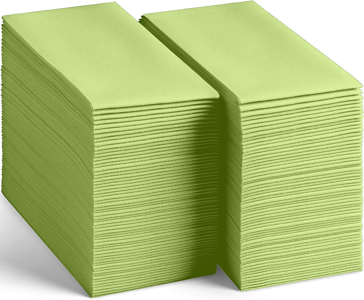 200-Pack Disposable Linen-Feel Light Green Napkins, 12" x 17" Cloth-Like Paper Dinner Napkins For