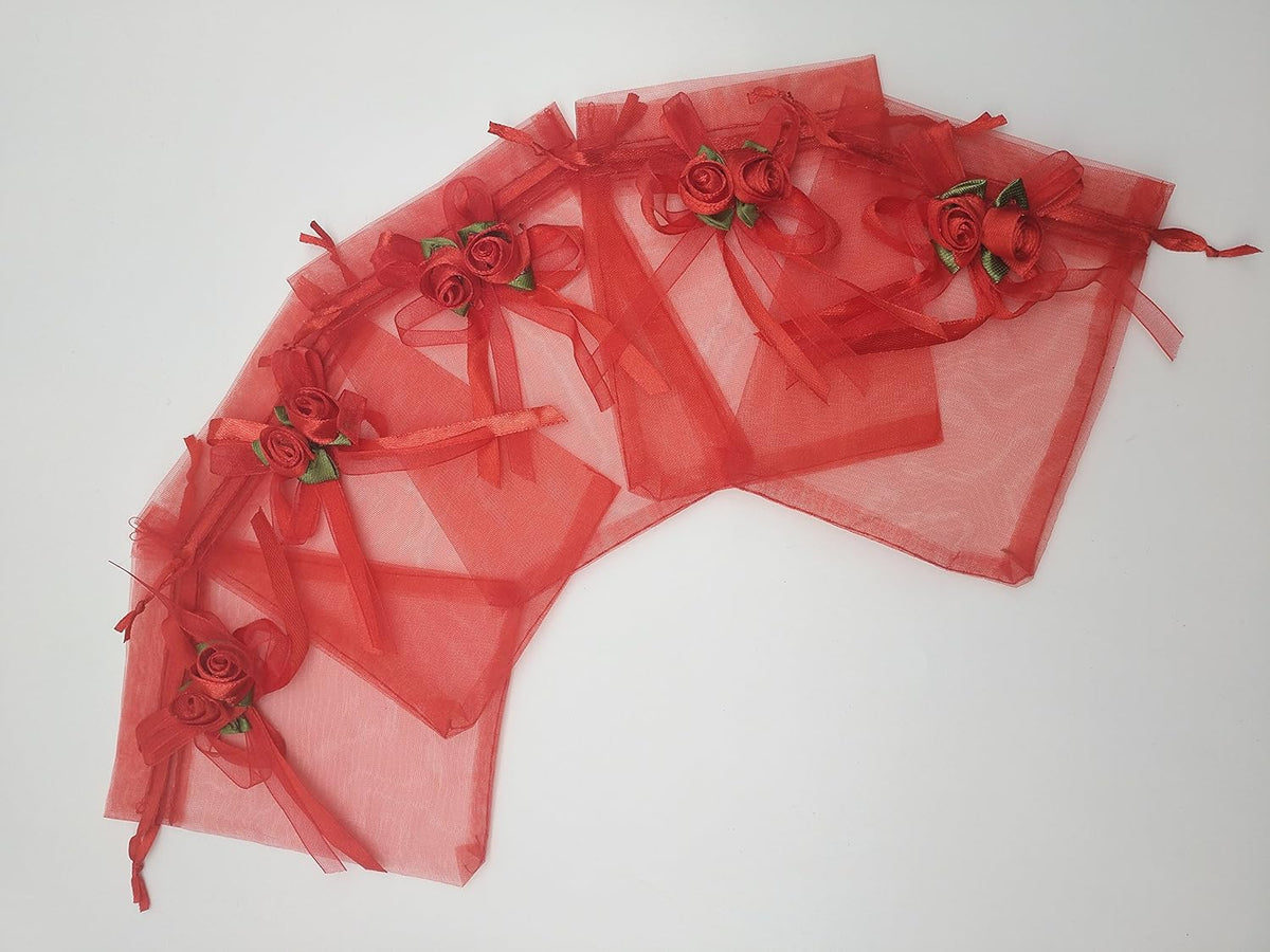 Ankirol 50pcs Sheer Organza Favor Bags For Wedding 3.8x4.8'' Gift Bags Samples Display Drawstring
