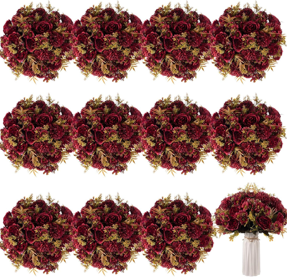 Tigeen Artificial Flowers Artificial Peonies Silk Flowers Faux Peony Fake Peony Silk Hydrangea