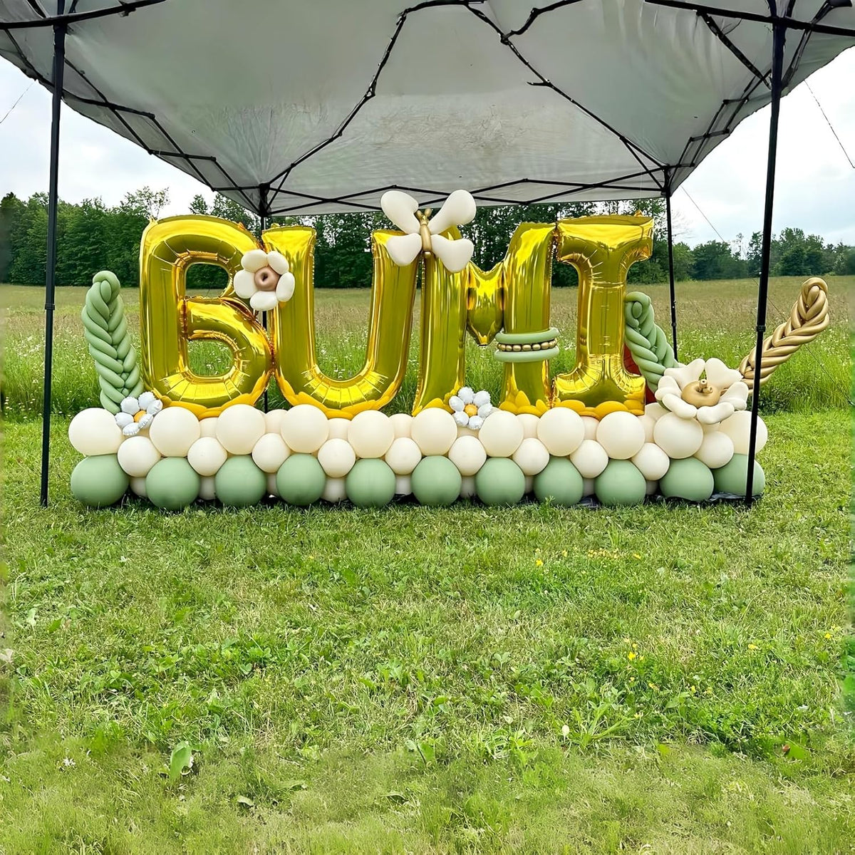 40 Inch Giant Alphabet W Customize Balloons, Large Self Inflating Gold Letter for Name Decor