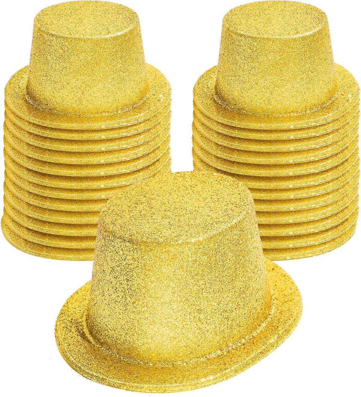 Hillban 24 Pcs Halloween Glitter Top Hat Bowler for Adults 1920s Dress Glitter Hats for Masquerades