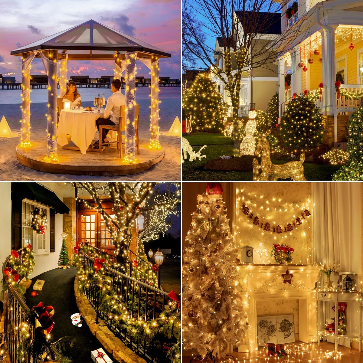 196 FT 600 LED Christmas Lights Outdoor Waterproof, Warm White Christmas Lights with Remote, String
