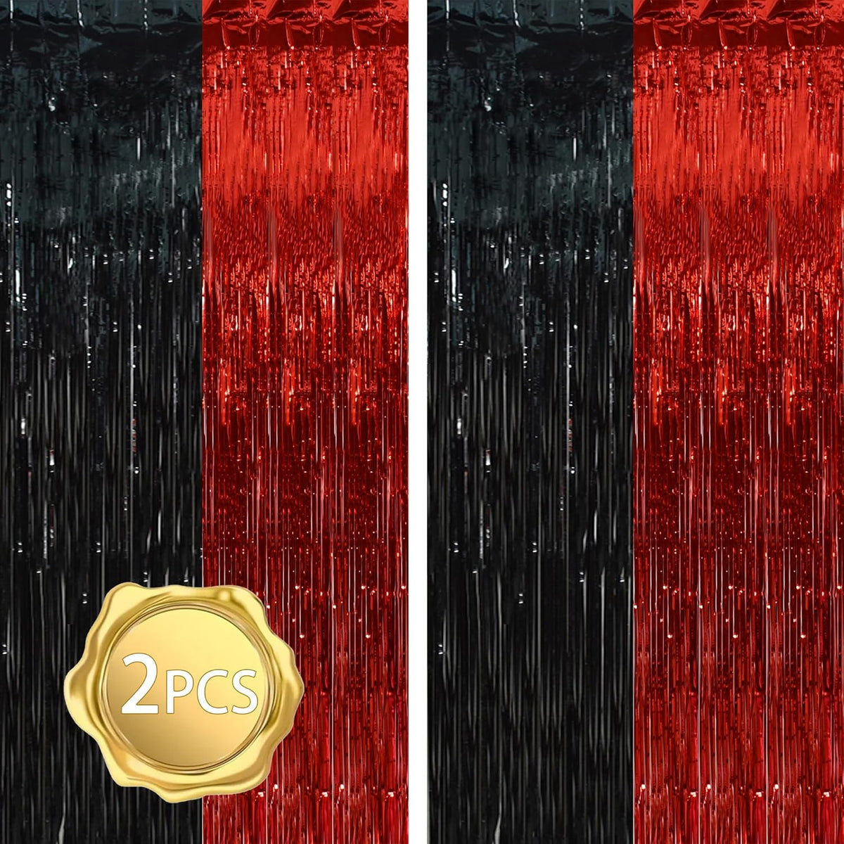 BEISHIDA 2Pcs Red Black Door Streamer Casino Backdrop Foil Fringe Tinsel Casino Horry Party