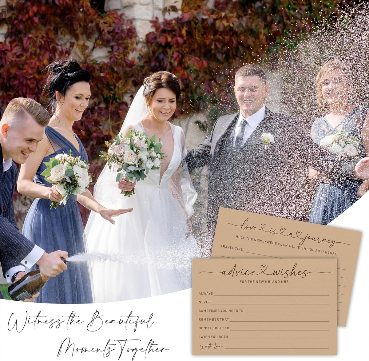 Wedding Advice Cards -Pack Of 30 Wishes For The New Mr & Mrs Wedding,Love Is A Journey Cards