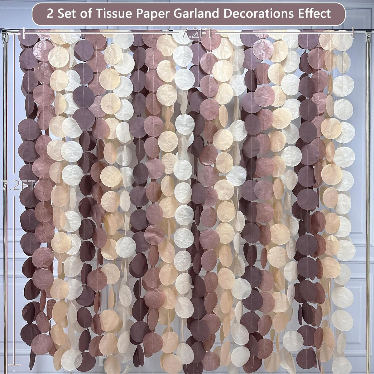 205Ft Brown Party Decorations Ombre Cream Tan Brown Boho Circle Dots Backdrop Streamer Tissue Paper