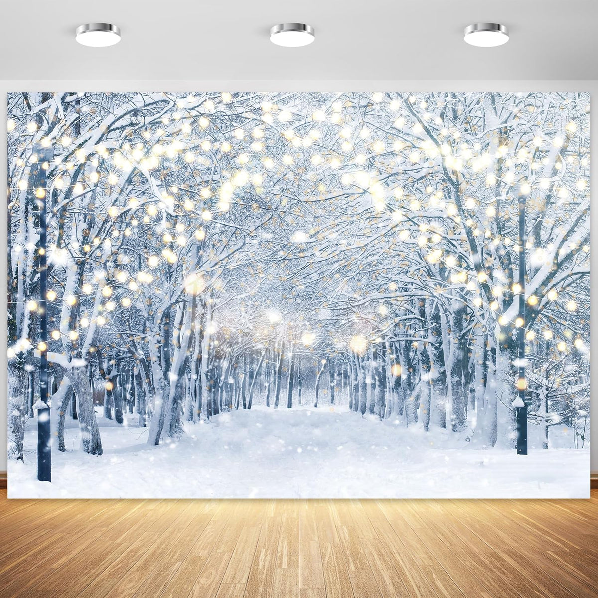 8x6FT Winter Snowy Scene Photography Backdrop Winter Wonderland Landscape Snowflake Tree Snowy