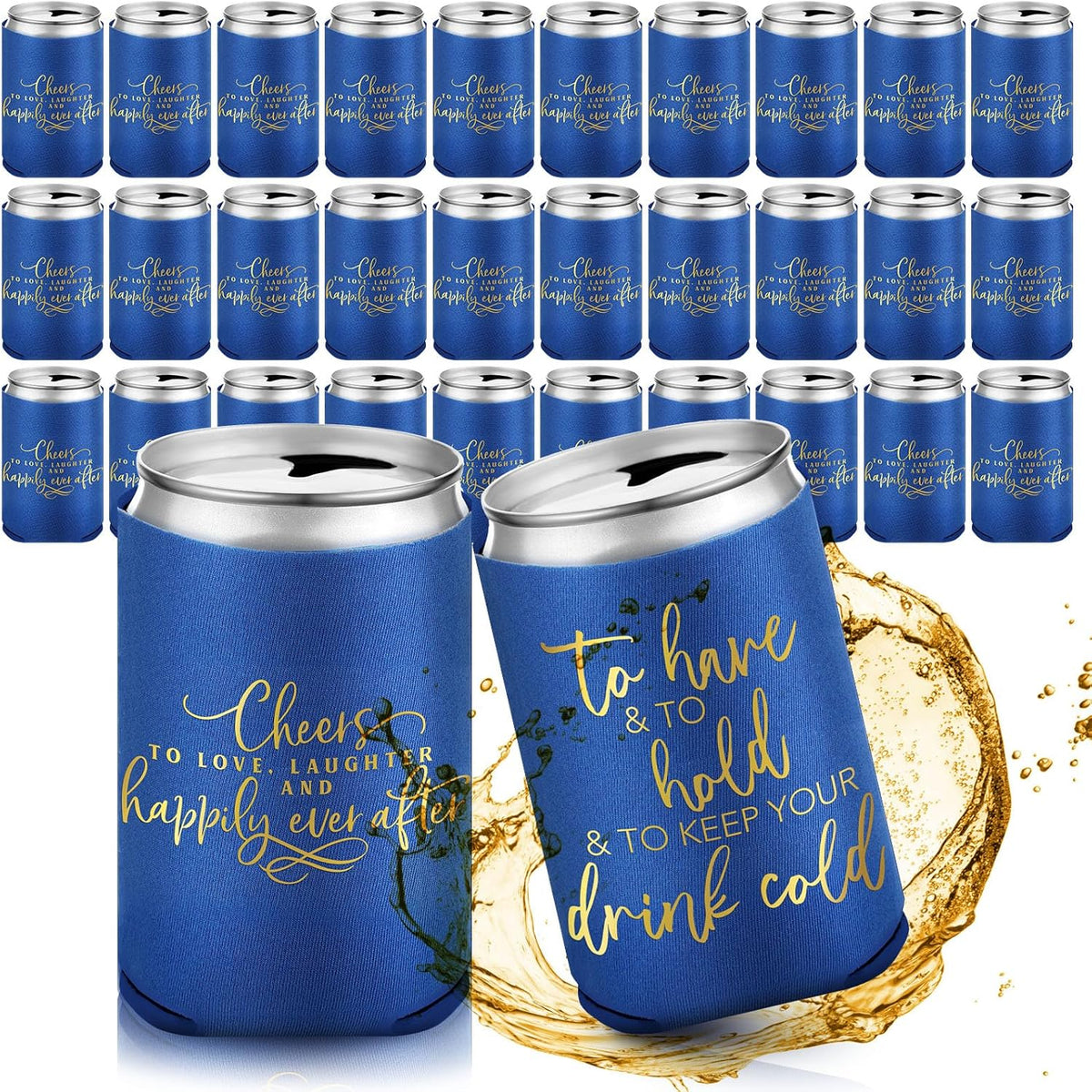 50 Pieces Wedding Can Cooler Bulk Engagement Party Favors for Guests Cheers to Love Laughter and