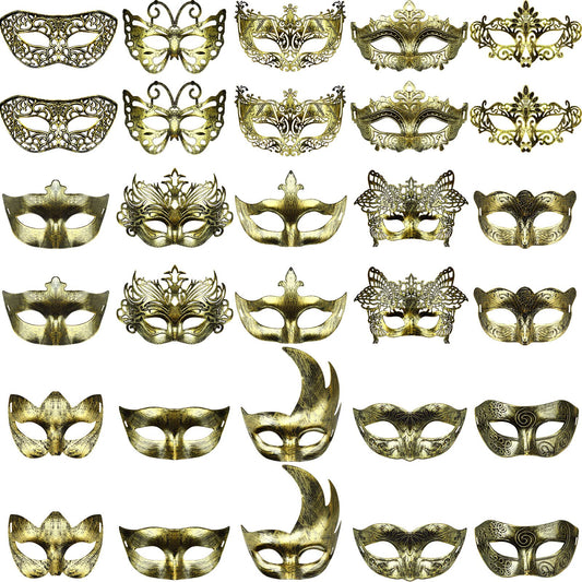 Yunsailing Masquerade Masks with Straps for Women Men,Gold