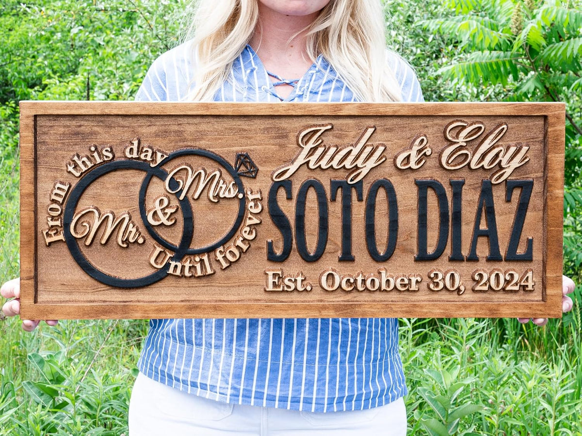 Mr and Mrs Sign | Wood Wedding Gift | Wooden Bridal Shower Gift | Custom Engagement Sign |