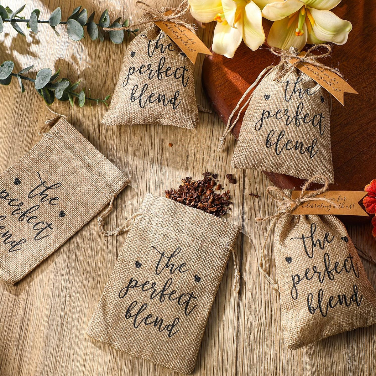 Fumete 50 Sets Wedding Coffee Party Favors for Guests the Perfect Blend Coffee Bean Bags Kraft