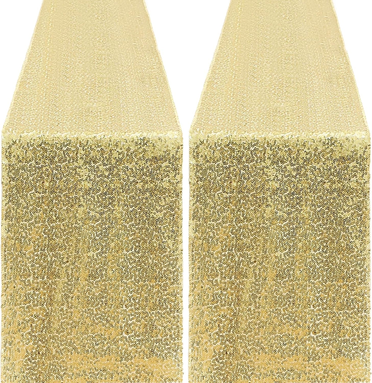 2 Packs 12 x 72 inches Sequin Table Runner, Gold Glitter Table Runner for Birthday Party Supplies