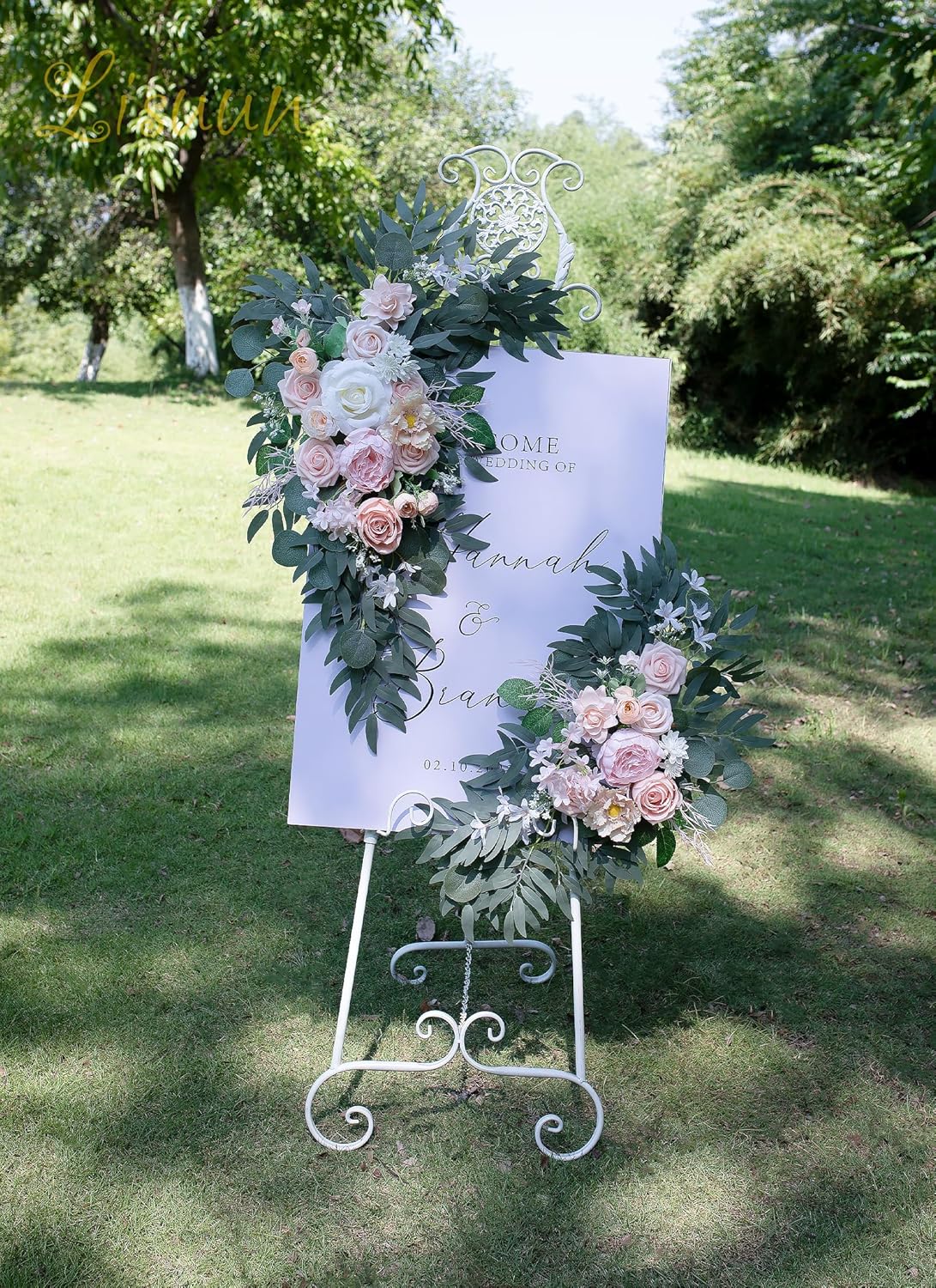 Wedding Arch Flowers, Artificial Flowers for Reception Backdrop and Welcome Ceremony Sign, Large