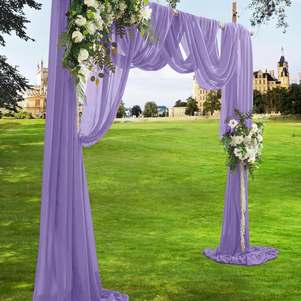 VACVELT Wedding Arch Draping Fabric, Lilac Chiffon, 1 Panel Sheer Drapes, 30 Inch x 20ft Chiffon
