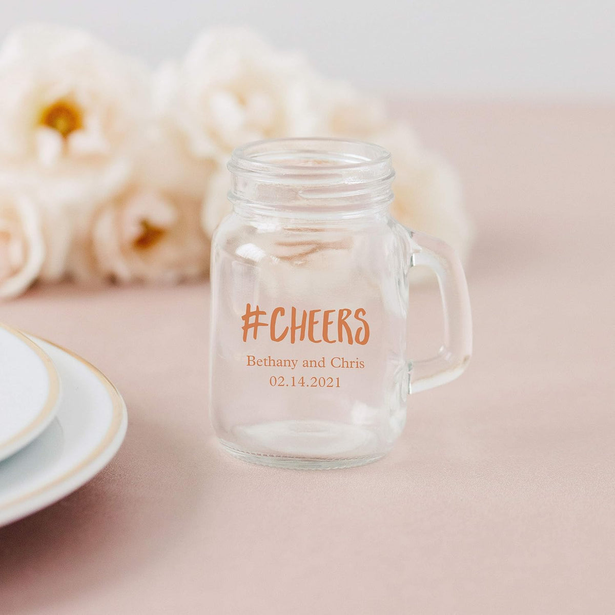 WEDDINGSTAR Personalized 4oz Mini Mason Jar Shot Glass Customizable Full Color Print - 120 pack