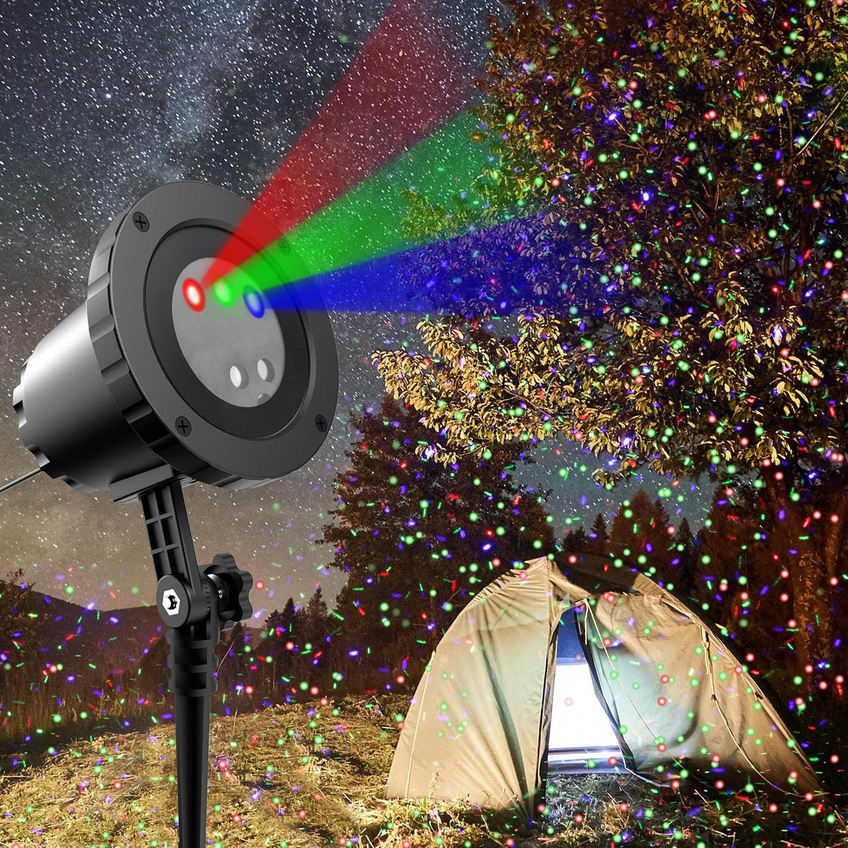 Christmas Laser Lights Projector Outdoor, AIRIVO 3 Color Motion Firefly Lights Projector, Moving