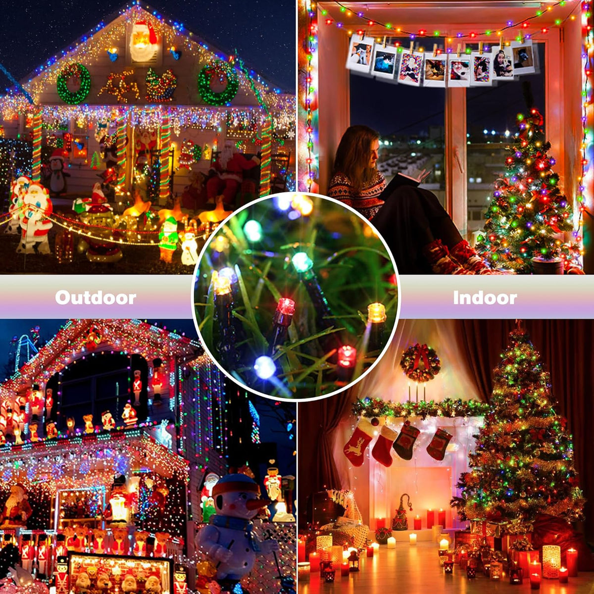 Toodour Solar Christmas Lights Outdoor, 2 Packs Total 144ft 400 LED Solar String Lights with 8
