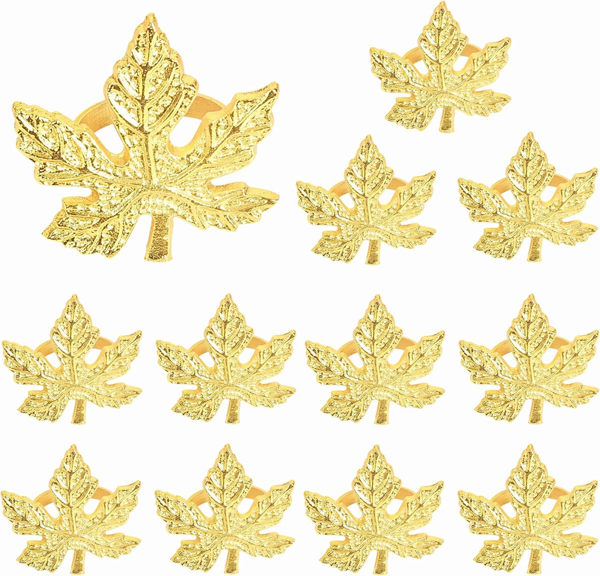 Elegant Handcrafted Leaf Napkin Rings - Set of 12 Premium Aluminum Holders for Dinner Parties
