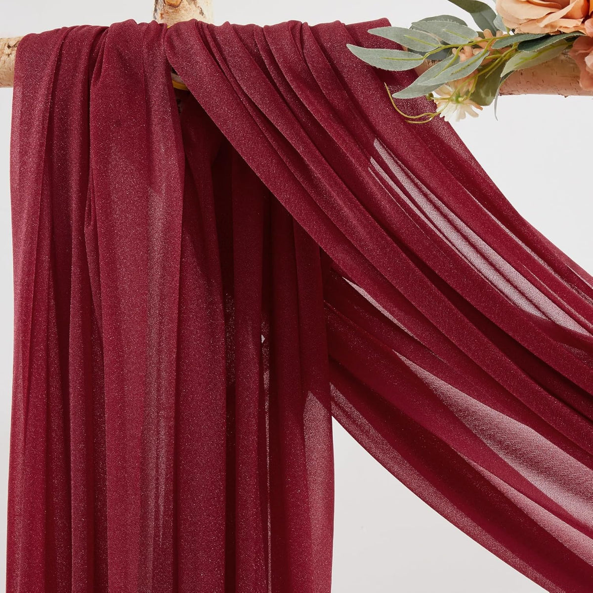 Burgundy Wedding Arch Draping Fabric 3 Panels 30'' x 20FT Burgundy Drapes Sheer Fabric Backdrop