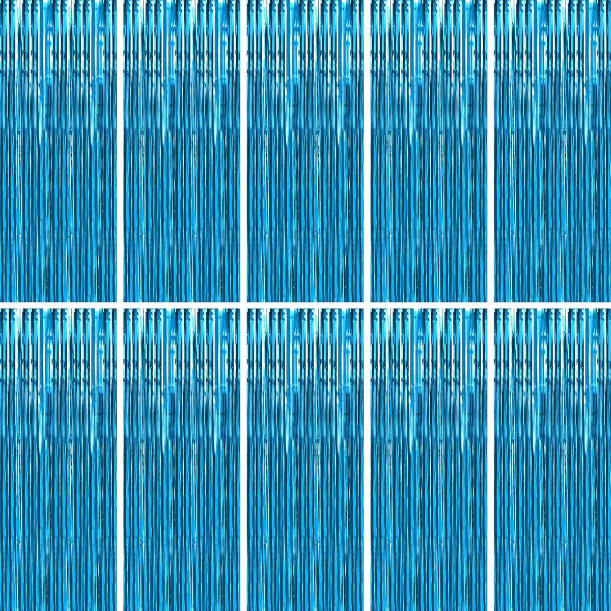 BTSD-home 10 Pack Aquamarine Foil Fringe Curtain Metallic Streamer Party Decorations Photo Booth