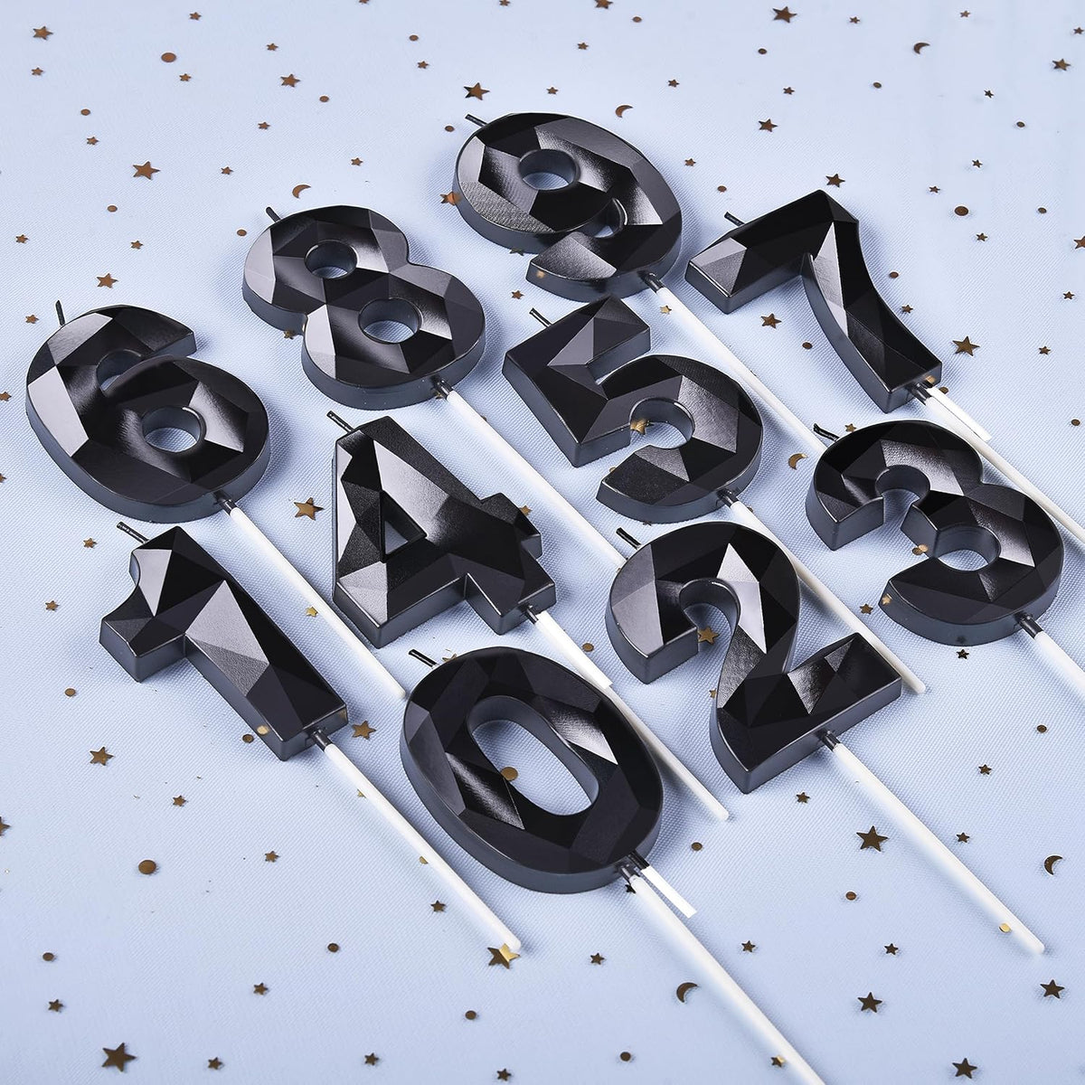 PHD CAKE 2.76 Inch Crystal Black 1 Number Birthday Candles, Black Number Candles, Cake Number