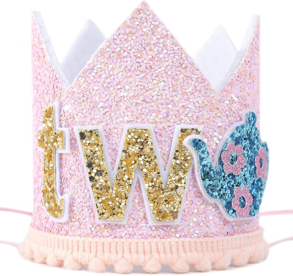 WAUAO Alice in Wonderland Tea Party Decorations - Birthday Crown/Hat, Girl's 2nd Birthday Pink