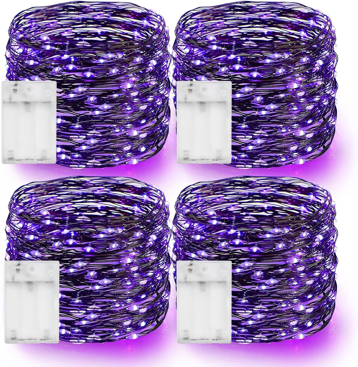 Dazzle Bright Purple Halloween Fairy String Lights, 4 Pack Total 80FT 240LED Copper Wire Battery