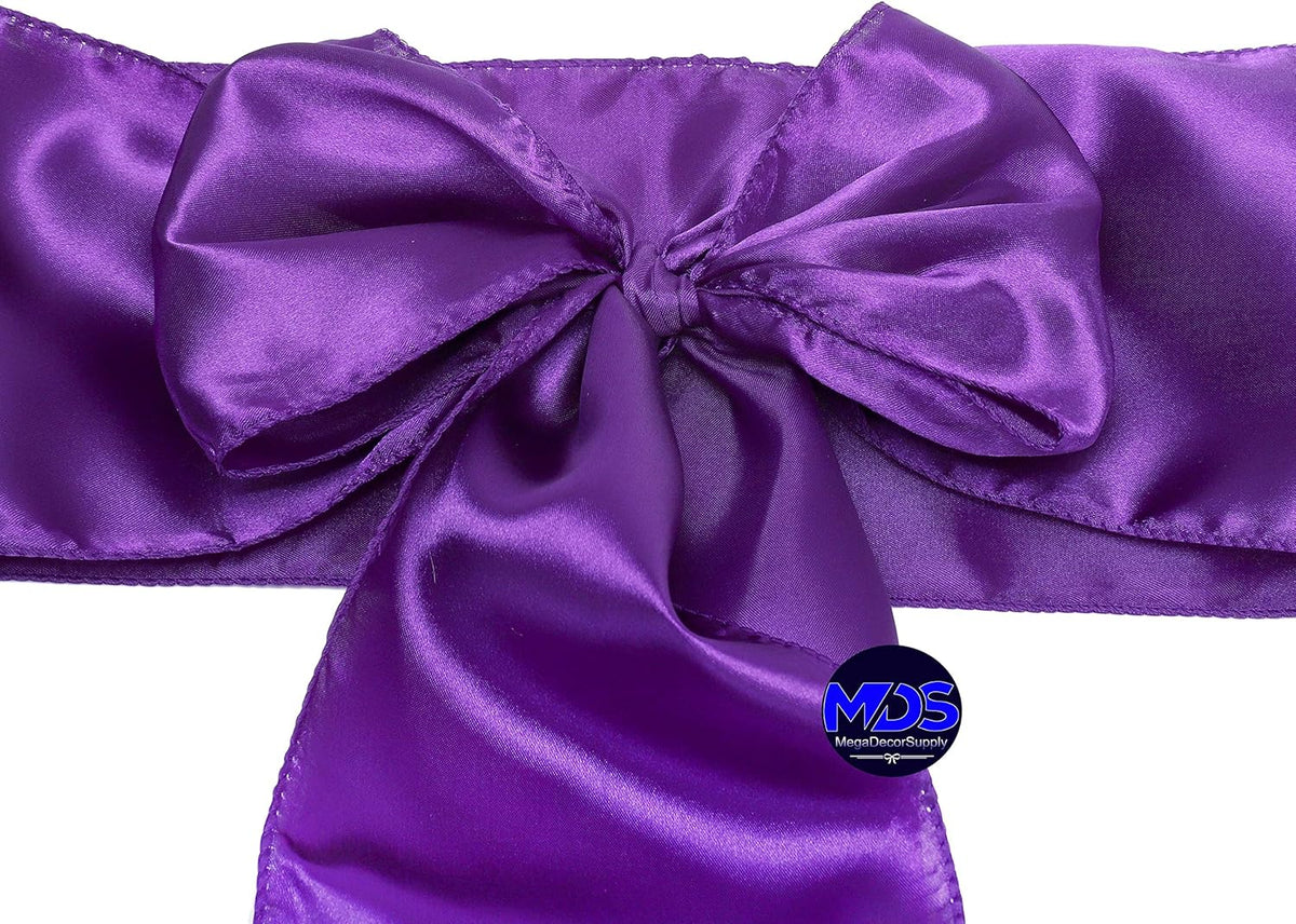 MDS Pack of 100 PCS Satin Chair Sashes Charmeuse Sateen Dining Chair Bows Ribbon Ties Back Sash for