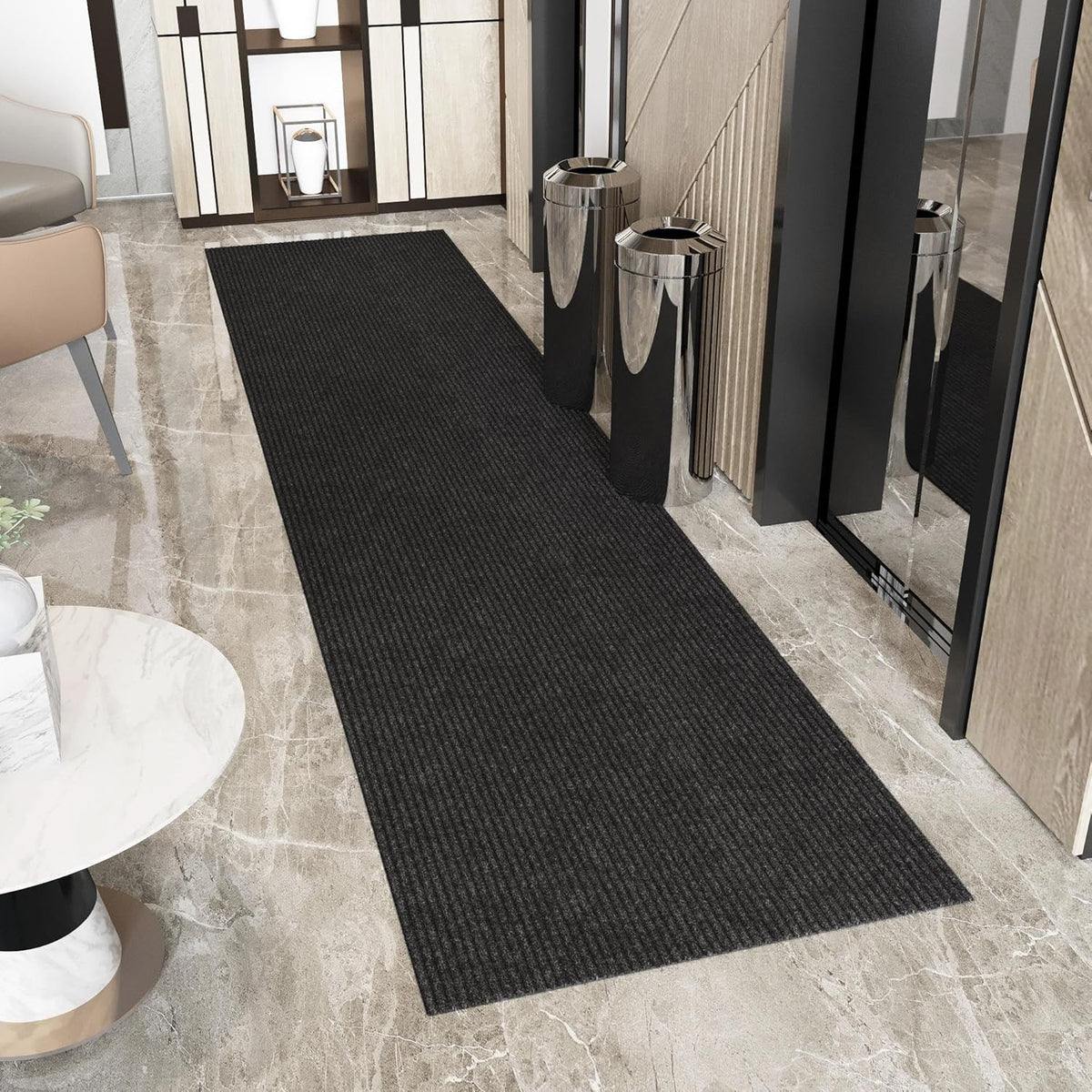 Ottomanson 2' x 25' Hallway Runner with Scraper Pile Extra Durable Non-Slip Rug Mat for Indoor &