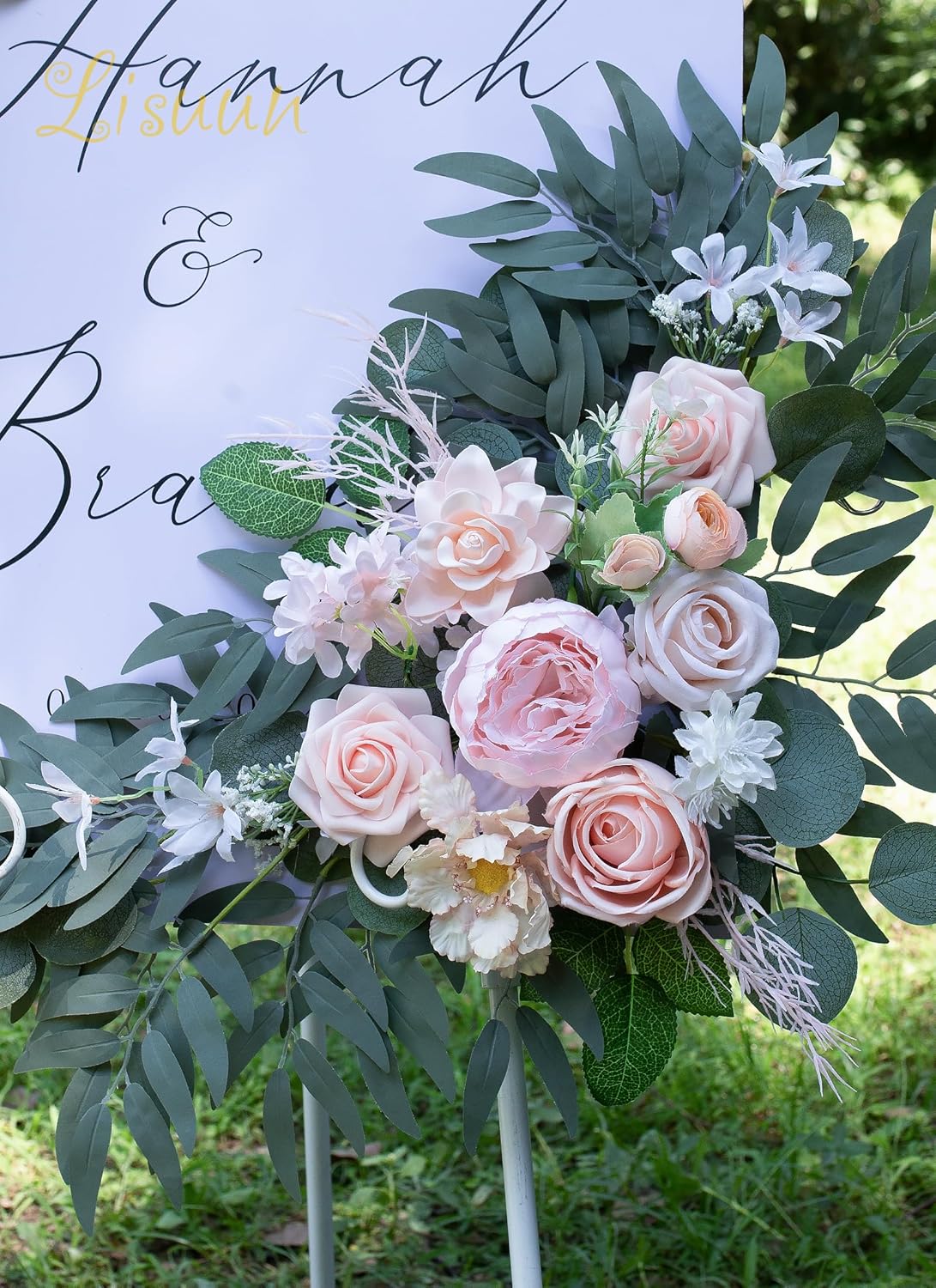 Wedding Arch Flowers, Artificial Flowers for Reception Backdrop and Welcome Ceremony Sign, Large