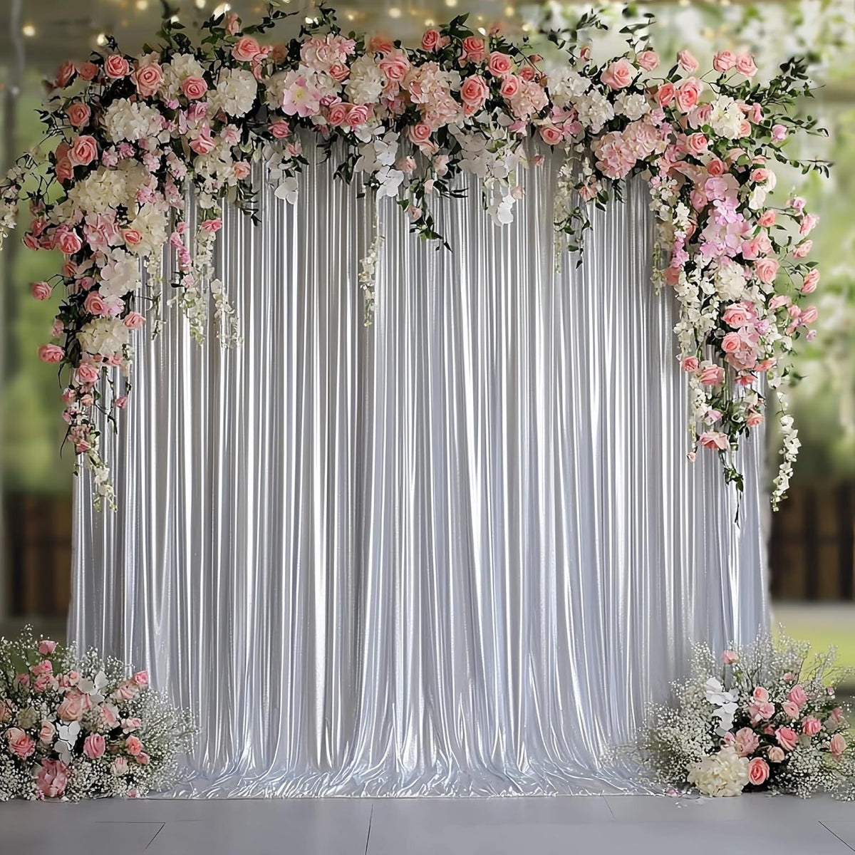 Outpain 10x10ft Silver Sequin Backdrop Curtains -Heavy Duty Gold Photography Backdrops with