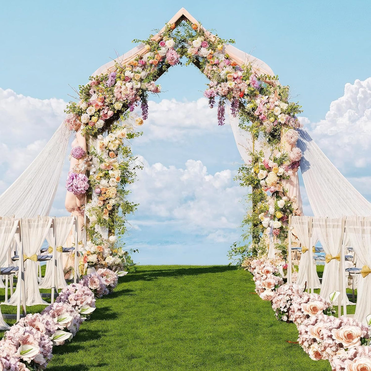 NiHome House-Shaped Solid Wood Wedding & Event Arch Frame, DIY Backdrop for Garden, Church, Party