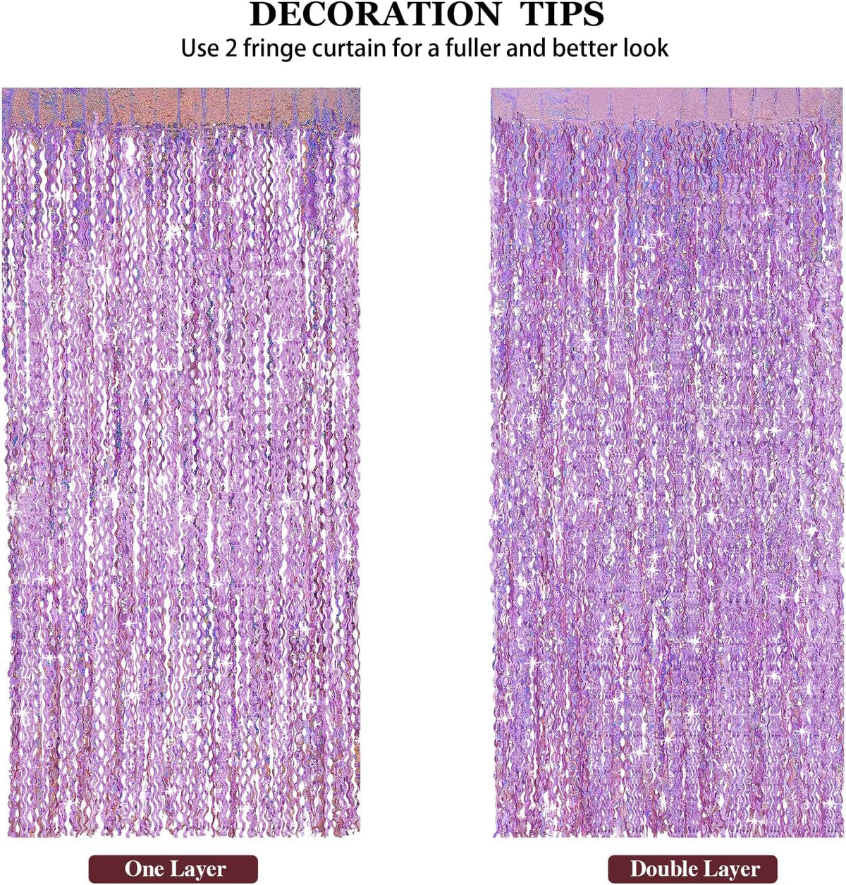 4 Pack Pink Tinsel Curtain Party Backdrop - CYLMFC 3.3 ft x 6.6 ft Sparkle Wavy Foil Fringe