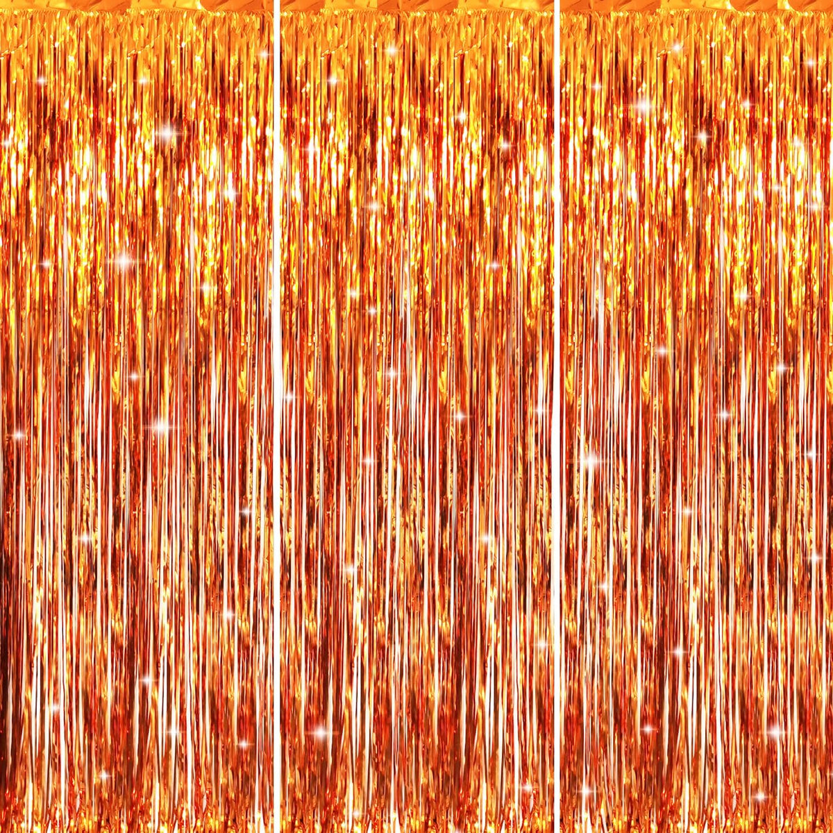 GOER 3.2 ft x 8.2 ft Metallic Tinsel Foil Fringe Curtains Party Photo Backdrop Party Streamers for