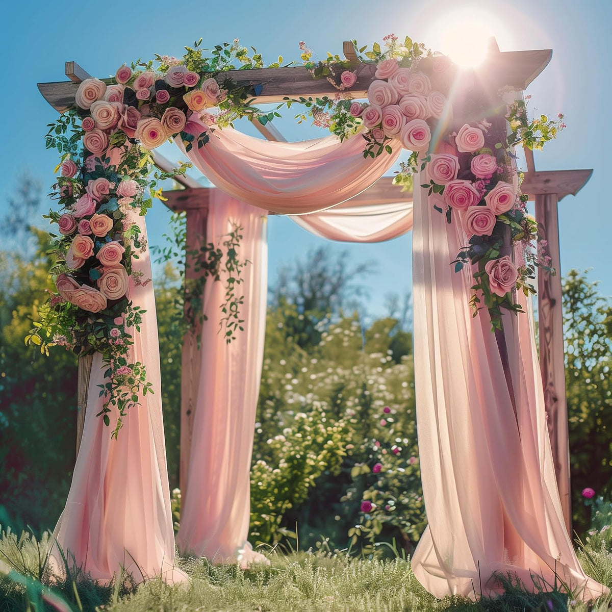 Wedding Arch Draping Fabric 4 Panels 28.7" x 20FT Blush Sheer Chiffon Backdrop Drapes for Wedding