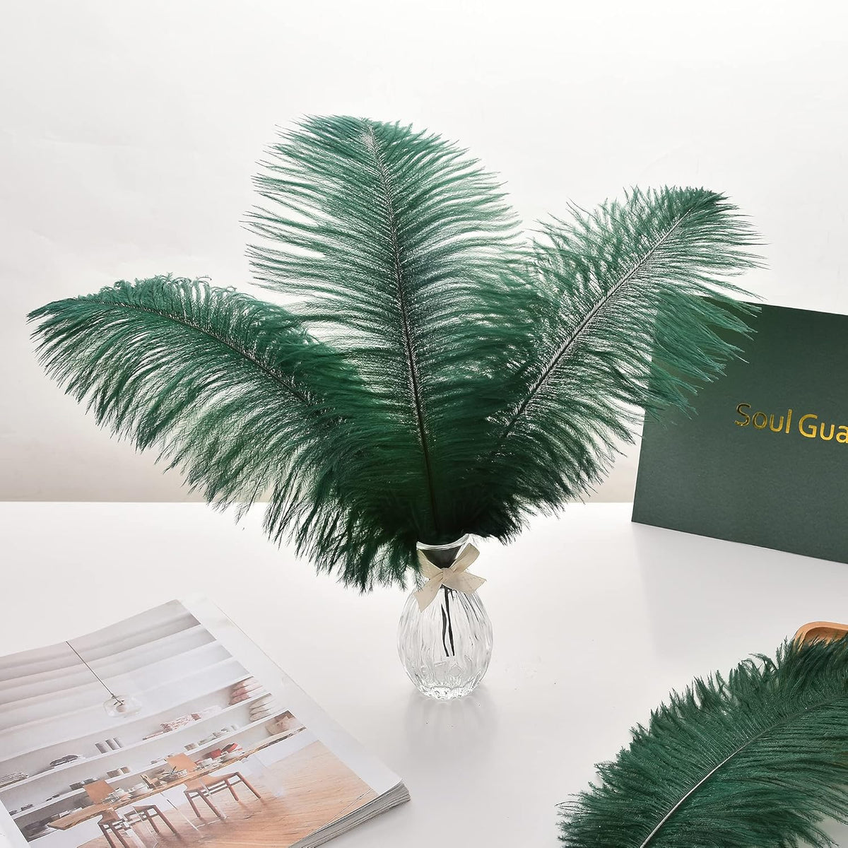 Ballinger Blackish Green Ostrich Feathers Bulk- 24pcs 10-12inch for Wedding Party Centerpieces