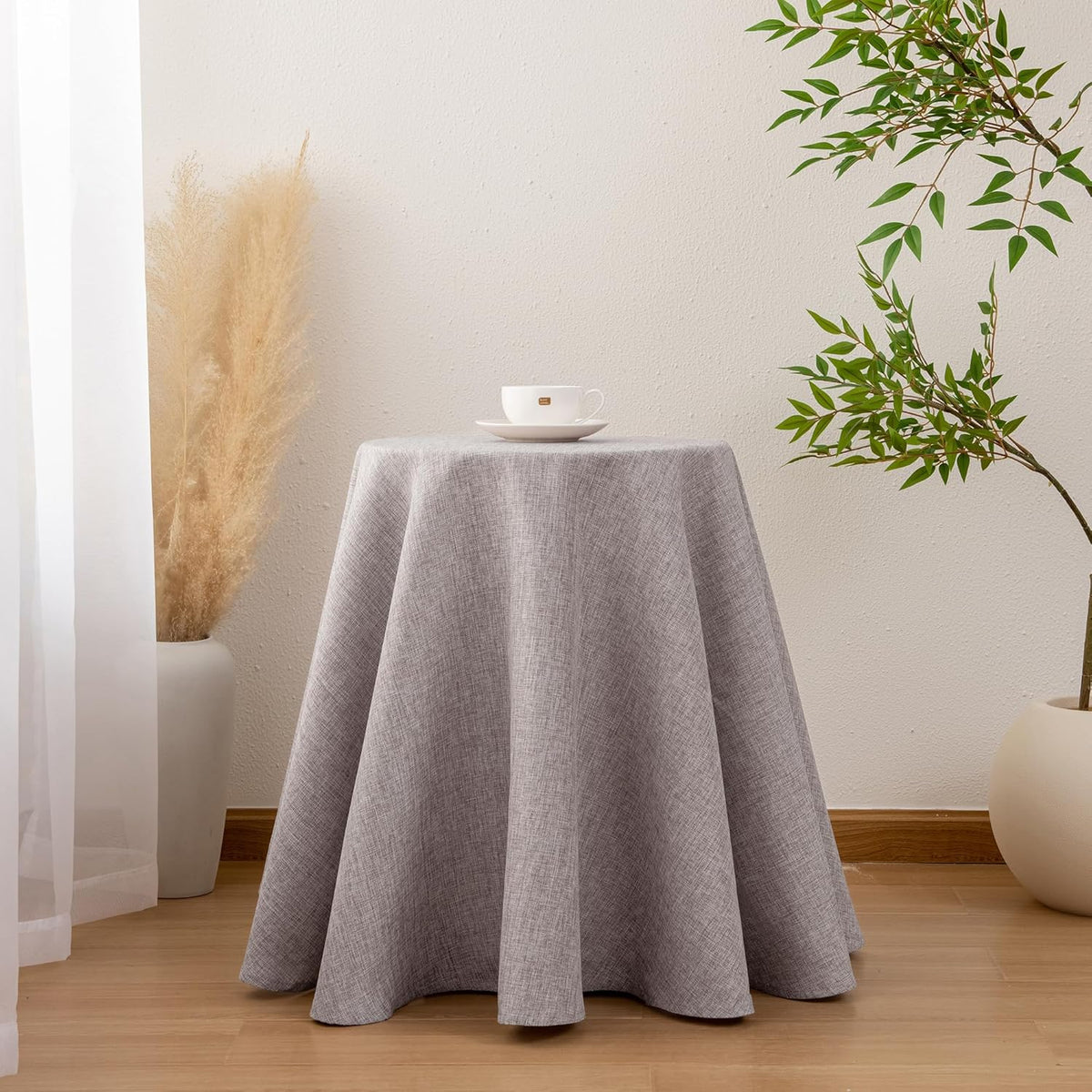 Hiasan 120 Inch Round Linen Tablecloth - Wrinkle and Stain Resistant Washable Polyester Fabric