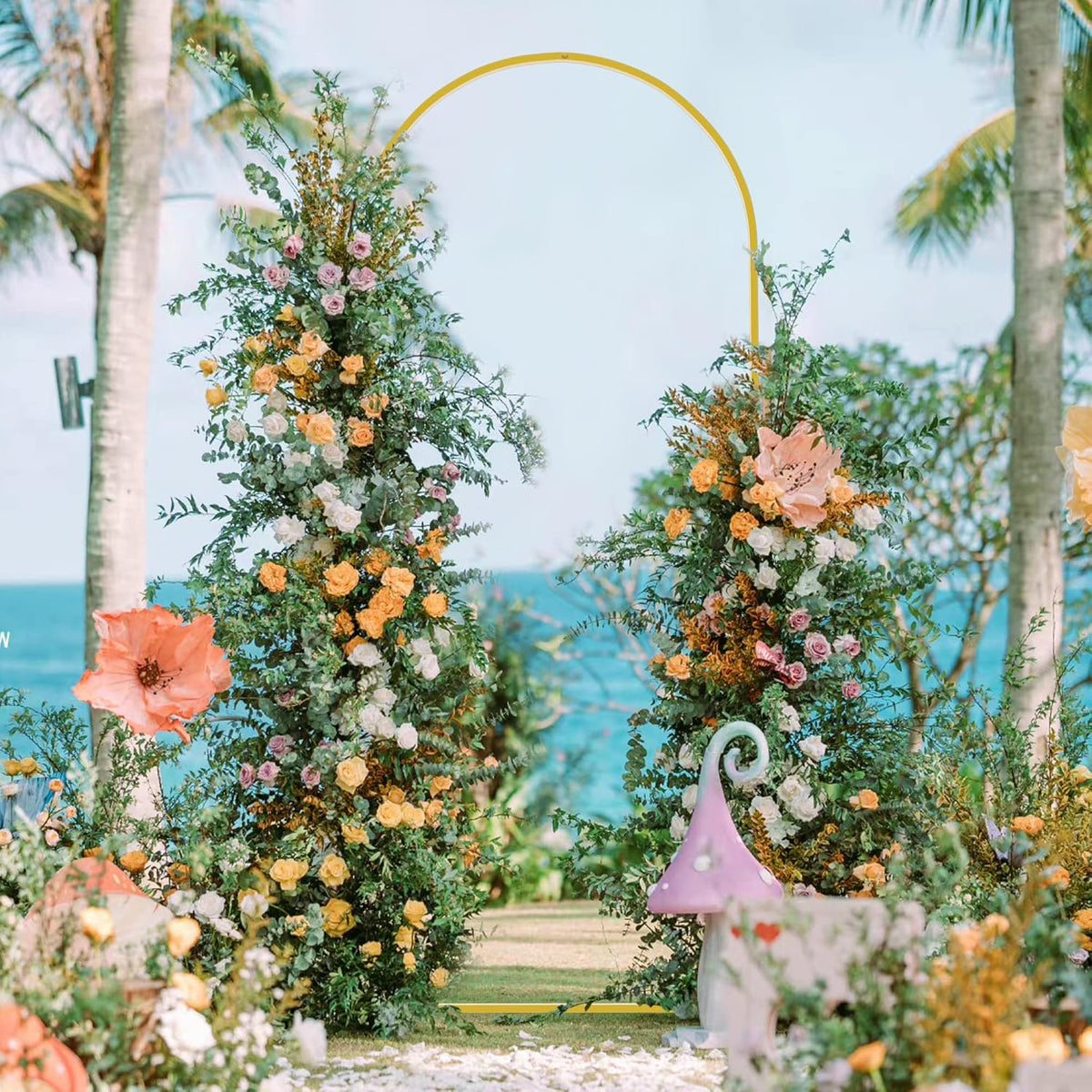 Wokceer 6 FT Wedding Arch Backdrop Stand Metal Arch Chiara Backdrop Stand for Wedding Ceremony