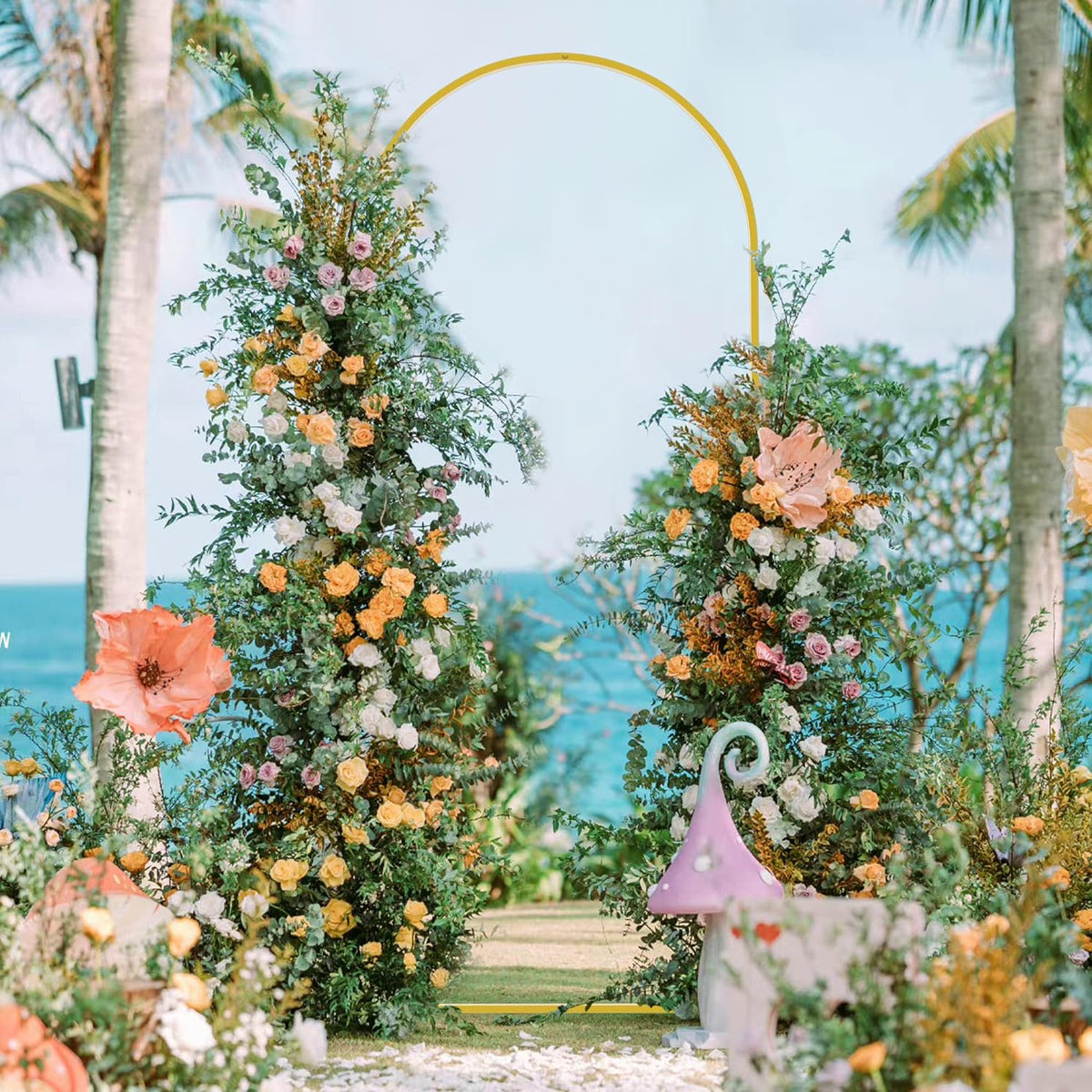 Wokceer 6 FT Wedding Arch Stand and Arch CoverMetal Arch Stand with Arch Stand Cover for Birthday