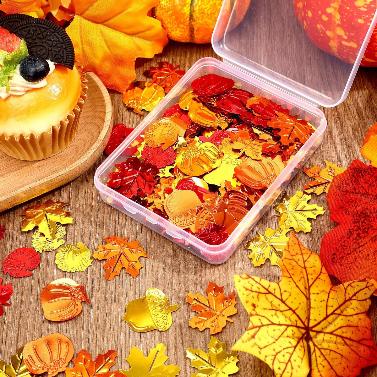MARFOREVER Fall Thanksgiving Glitter Confetti, Fall Party Decorations Autumn Metallic Foil Confetti