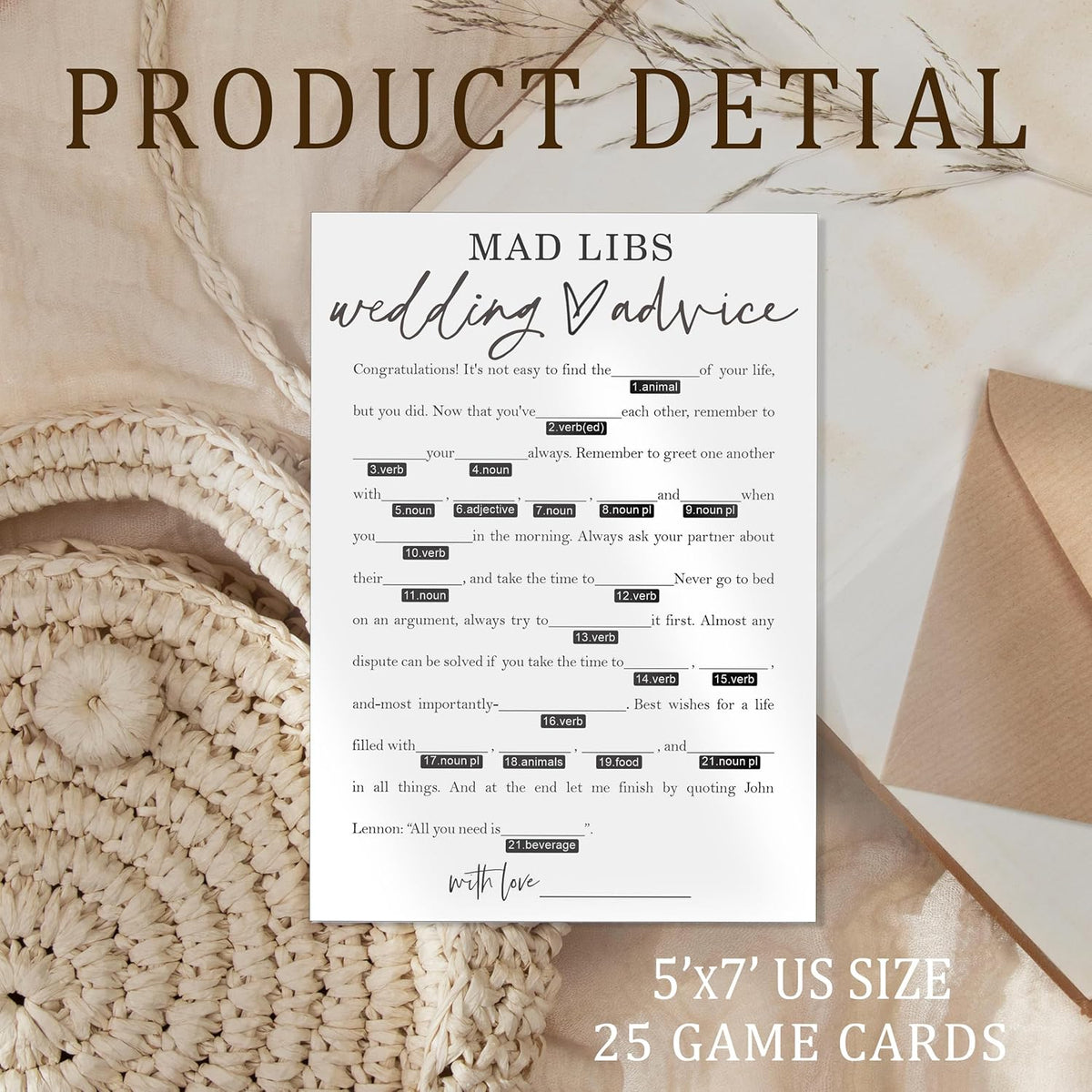 Wedding Advice Cards - Advice and Wishes for the Newlyweds Mr and Mrs Bride & Groom Perfect for