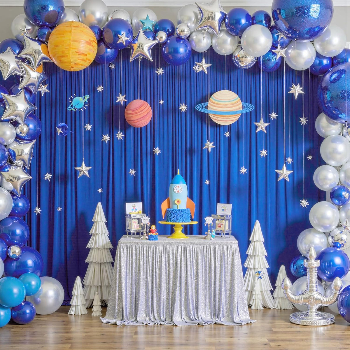 10ft x 8ft Wrinkle Free Royal Blue Backdrop Curtains for Parties, Polyester Photography Backdrop