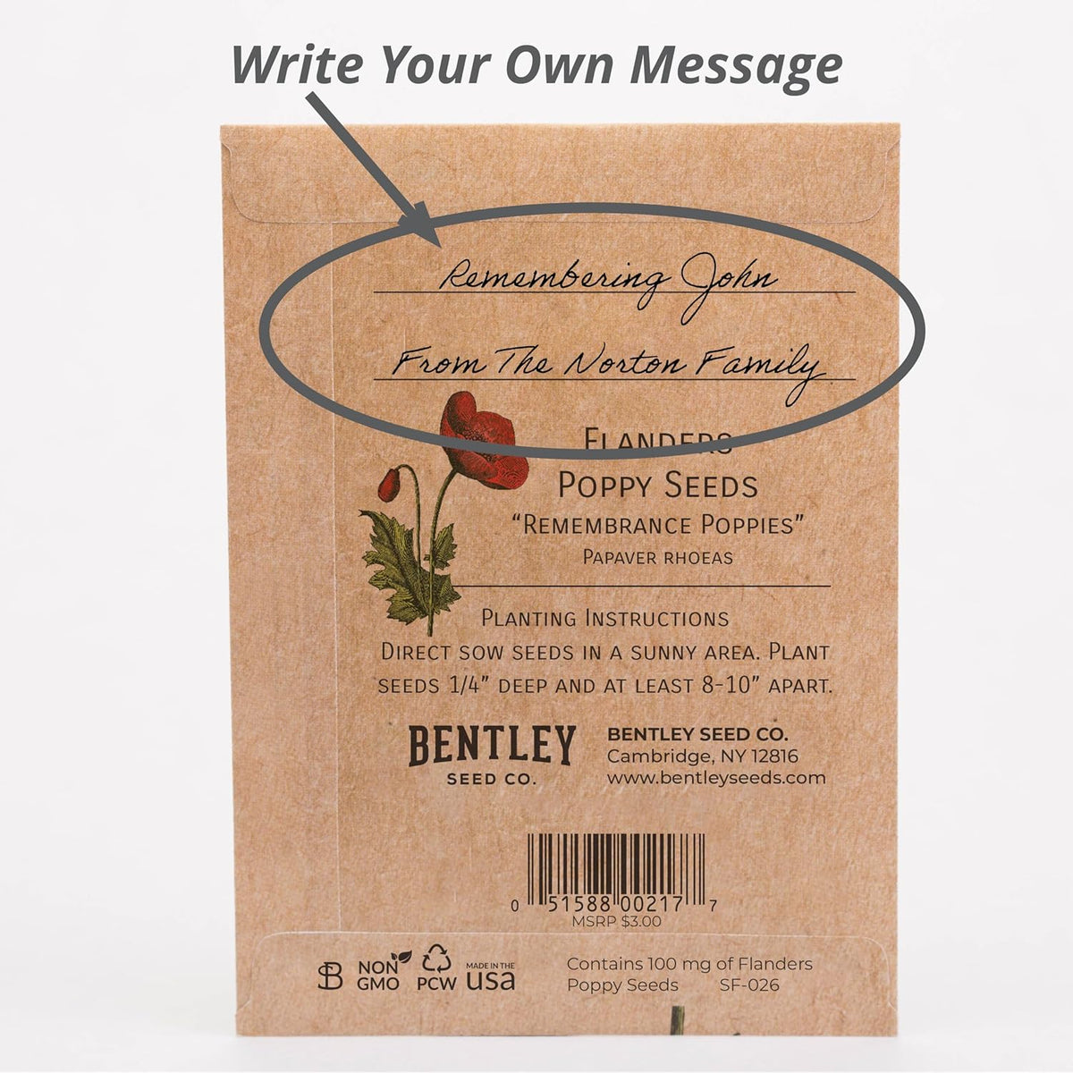 Bentley Seed Co. | Celebration of Life Funeral Favors for Guests | Non-GMO, Non-Coated Flanders