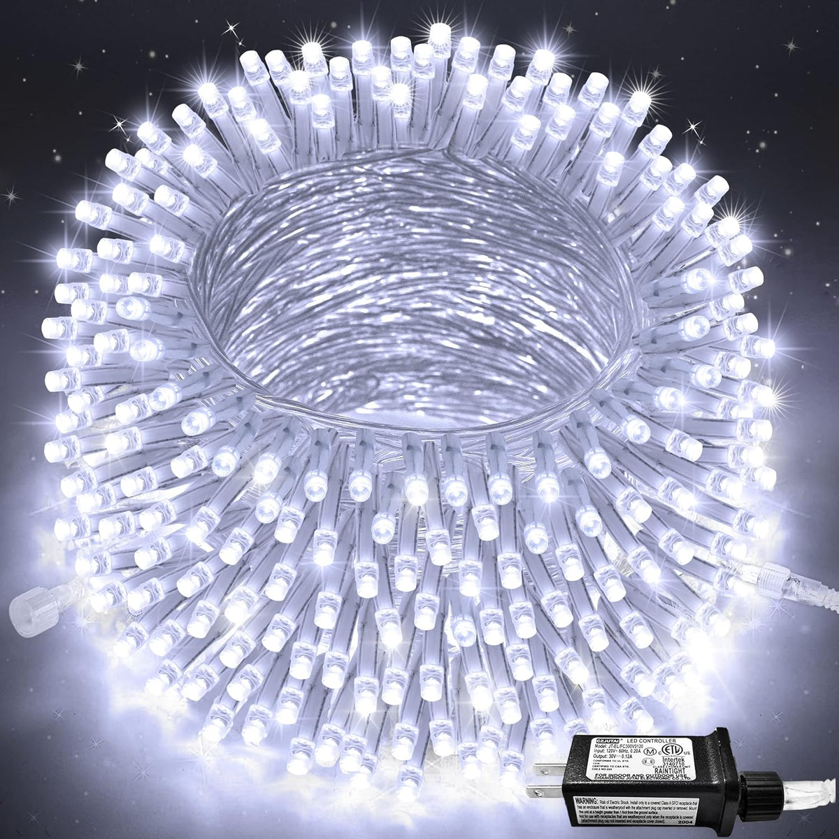 JMEXSUSS 250 LED White Christmas Lights Indoor Outdoor, 91.5ft Connectable Christmas String Lights