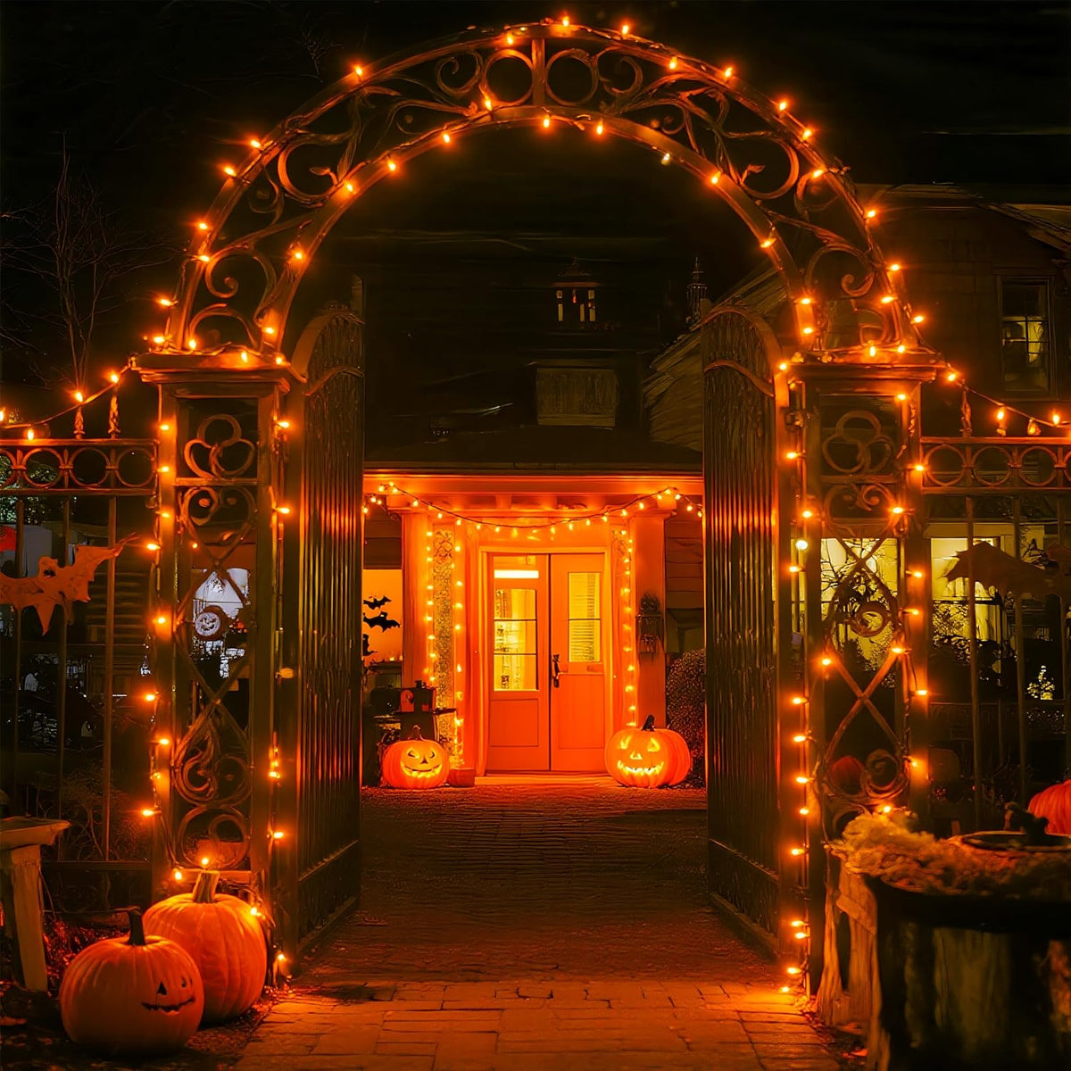 JMEXSUSS 600 LED Orange Lights for Halloween Decorations, Halloween String Lights Outdoor, Orange