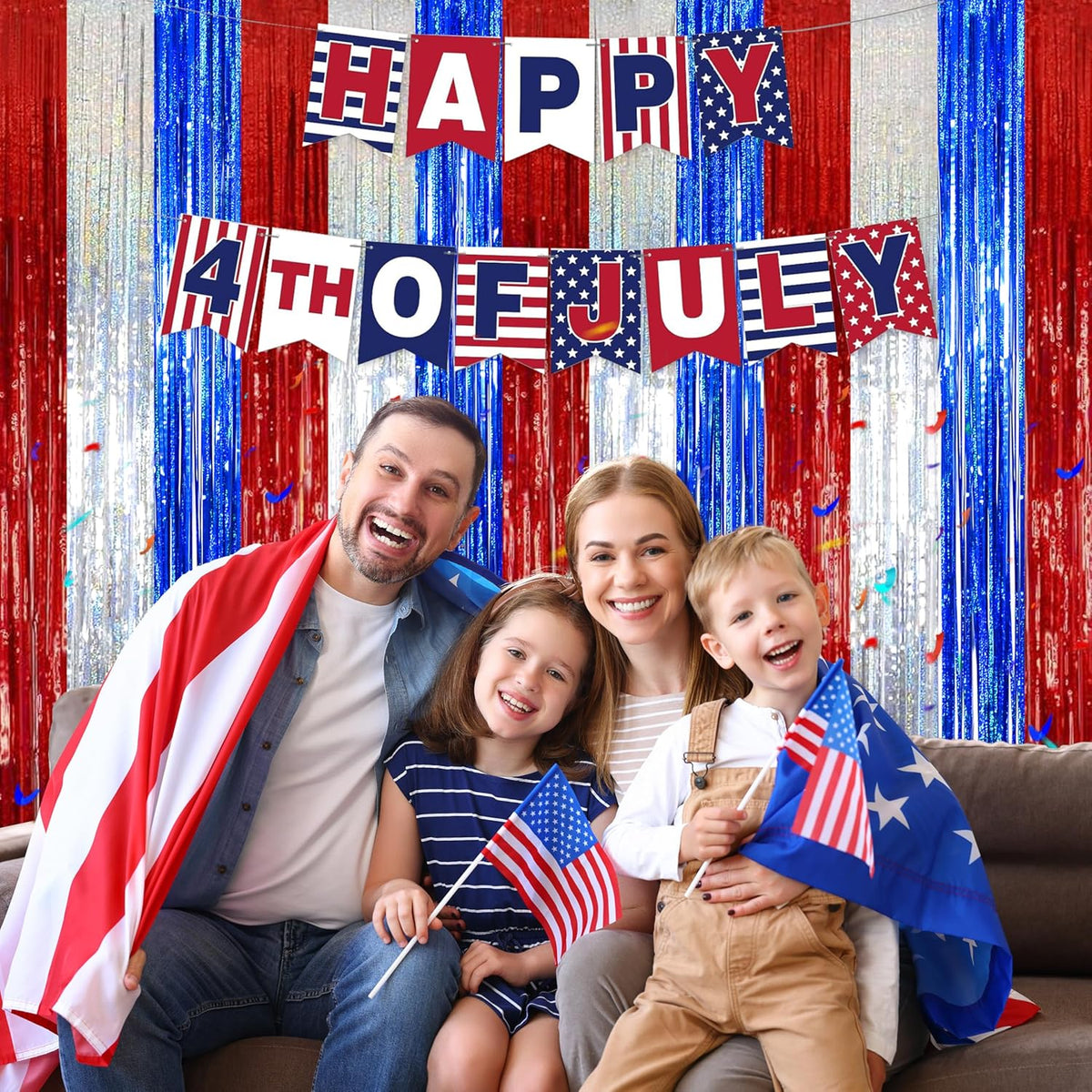 Foil Fringe Curtains Party Decorations - Melsan 3 Pack 3.2 x 8.2 ft Tinsel Curtain Party Photo