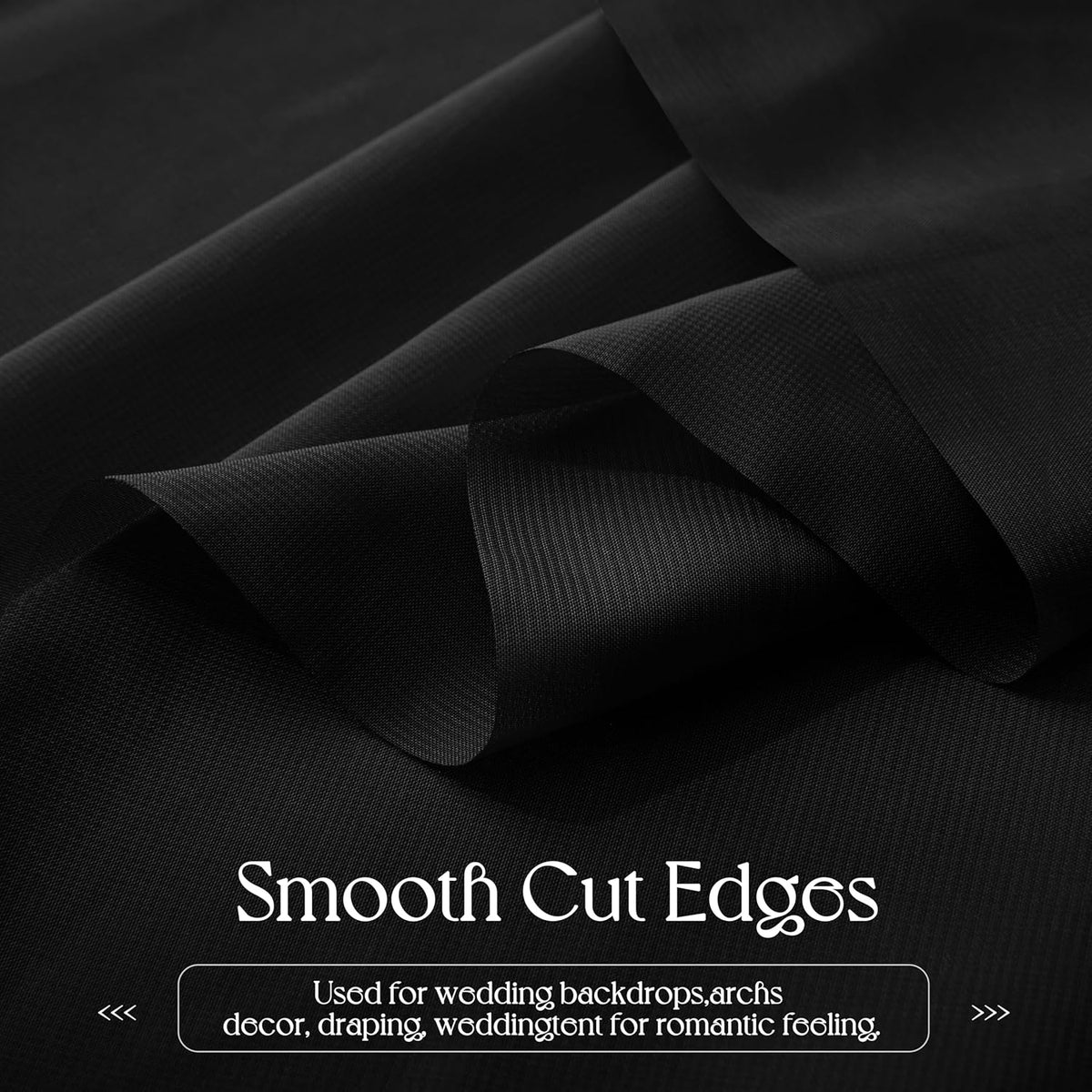 VACVELT Wedding Arch Draping Fabric - Black Chiffon, 1 Panel Sheer Drapes, 30 Inch x 20ft Chiffon