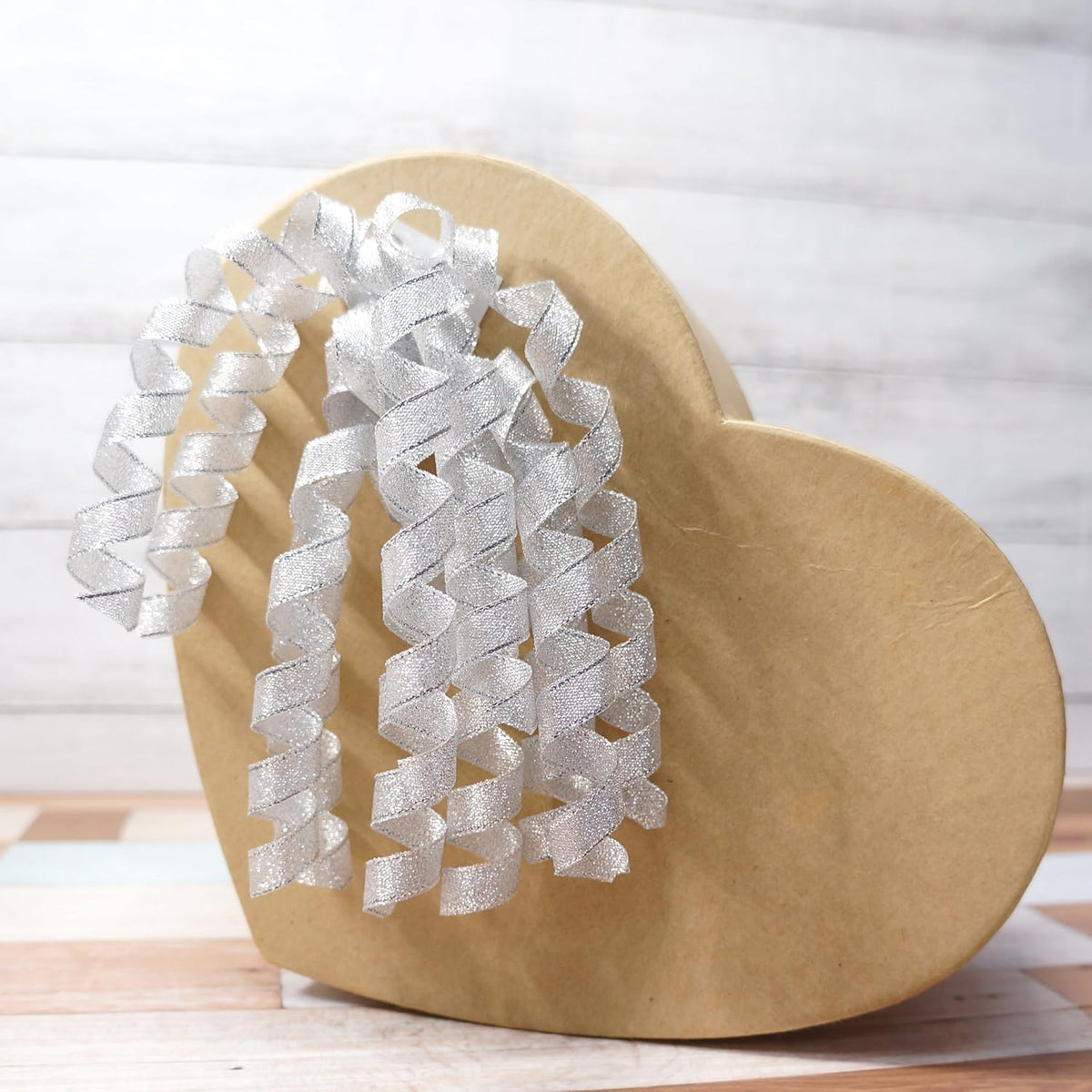 CT CRAFT LLC Silver Metallic Curly Ribbon Bow 6" Long x 6 Counts Gift Wrapping Pre-Tied